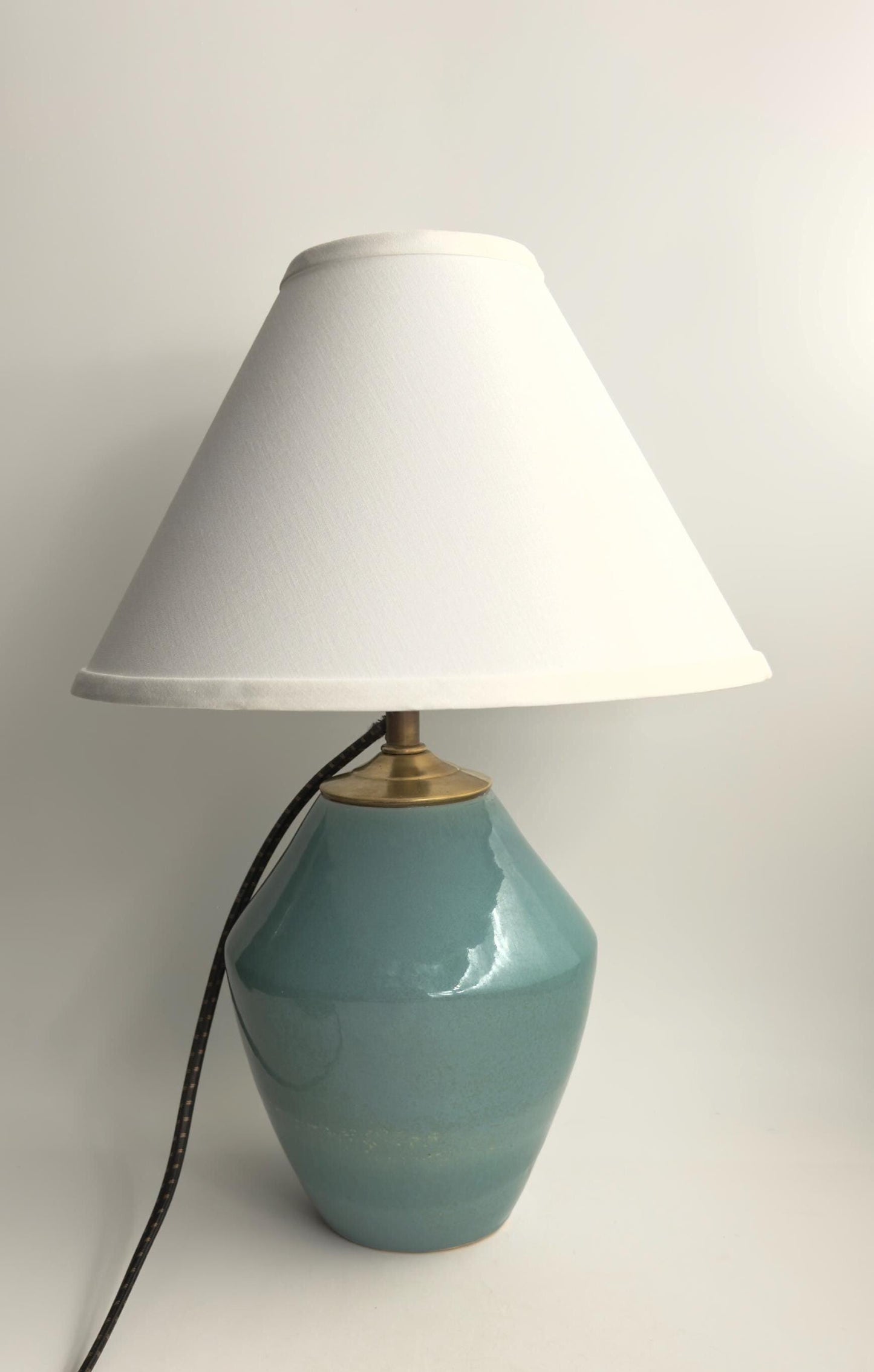 Handcrafted Ceramic Table Lamp with Brass Hardware | Timeless Modern Farmhouse Style