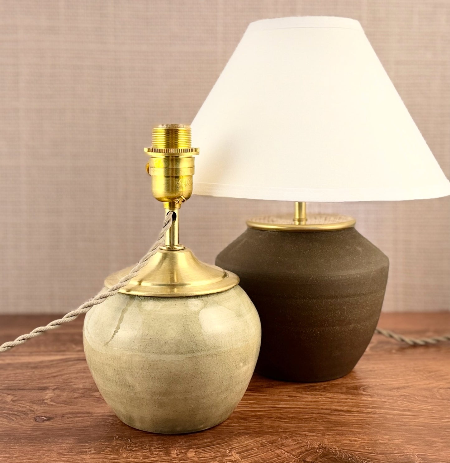 Handcrafted Ceramic Table Lamp with Brass Hardware | Timeless Modern Farmhouse Style