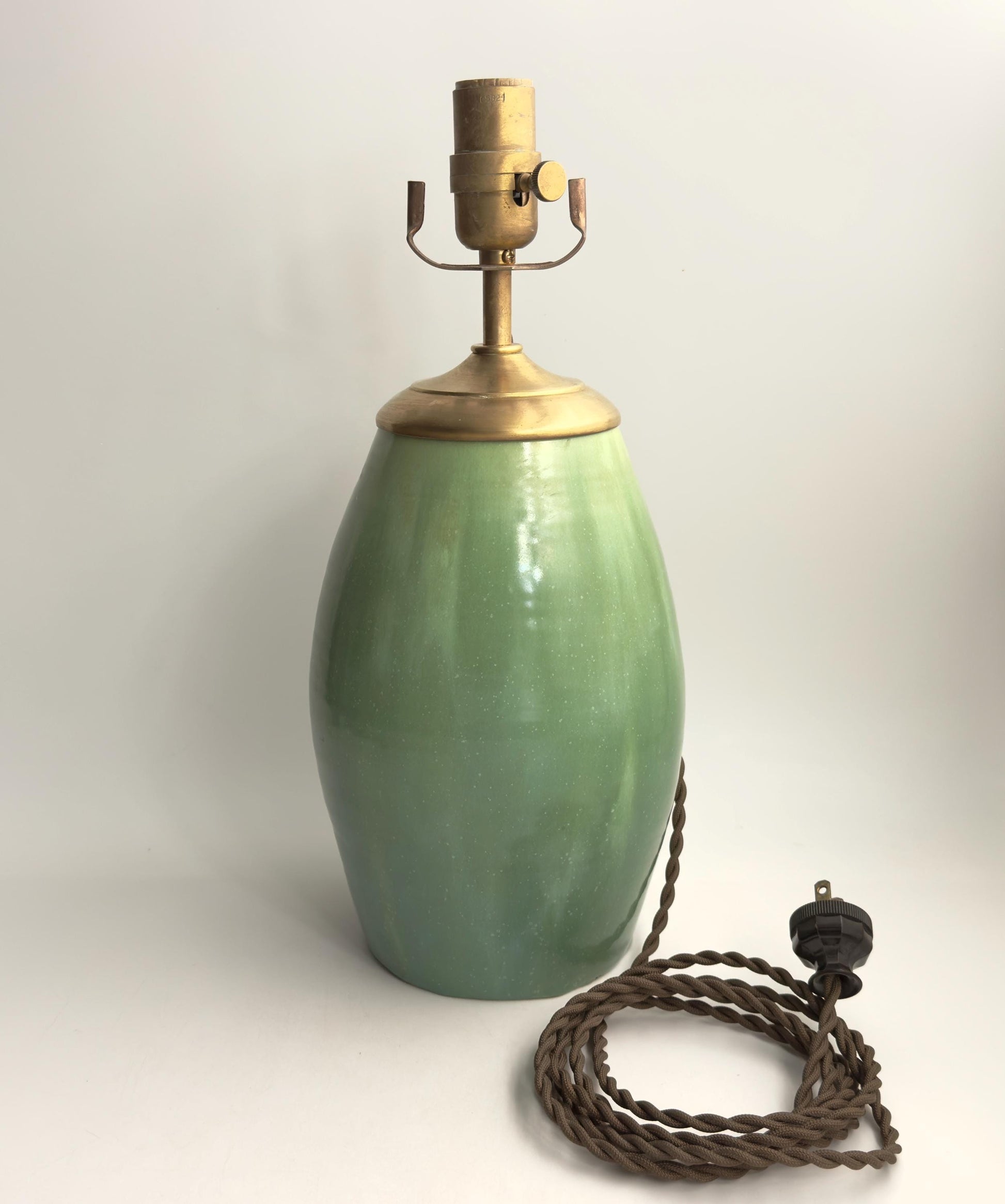 Handcrafted ceramic table lamp with solid brass hardware, handmade in USA,one-of-a-kind pottery lamp