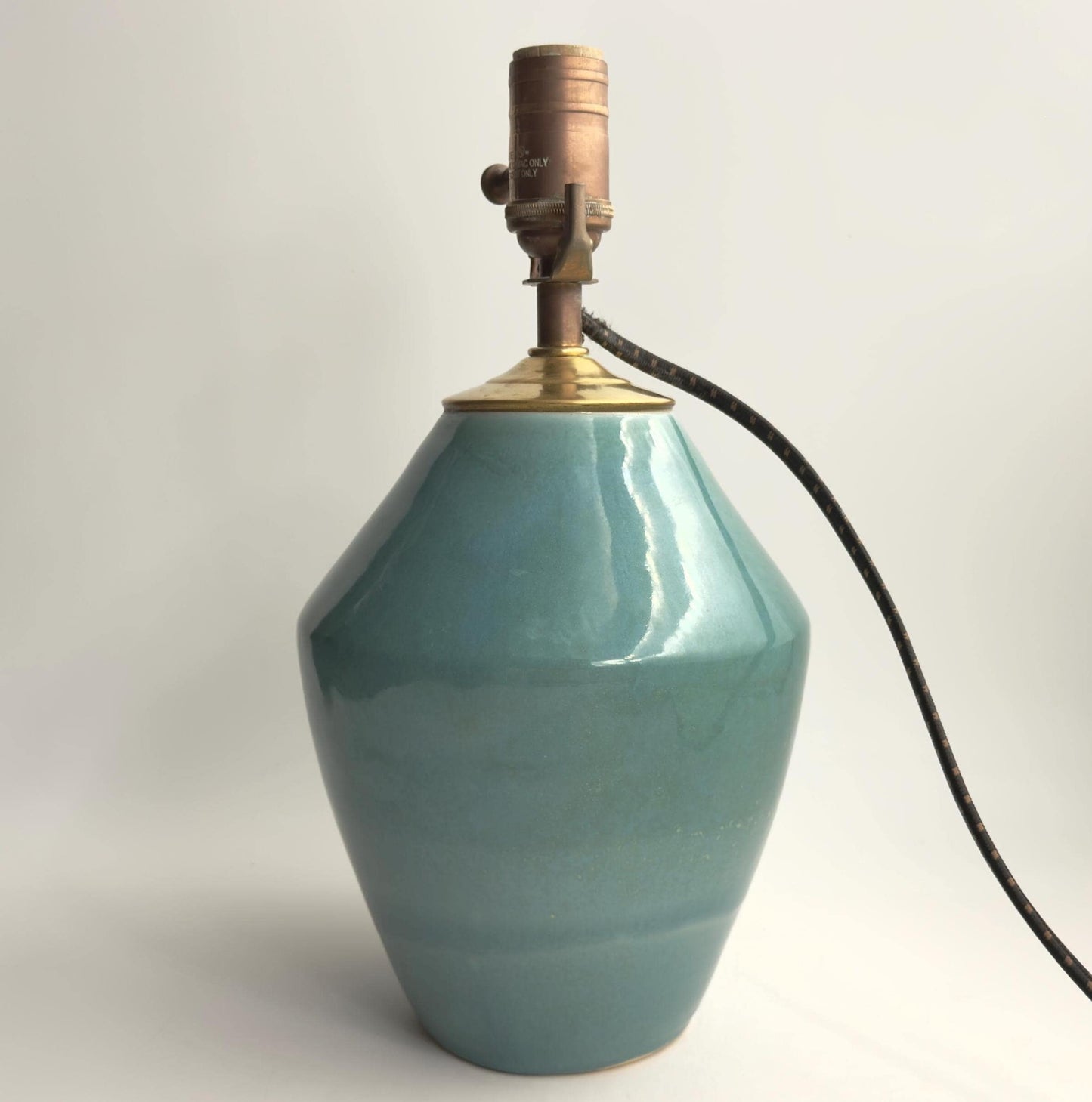 Handcrafted ceramic table lamp with solid brass hardware, handmade in USA,one-of-a-kind pottery lamp