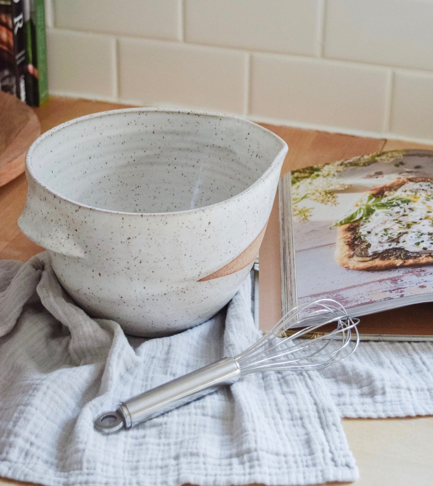 Homespun Batter Bowls | Handmade Mixing Bowls with Handle & Pour Spout | Set of 4 Sizes