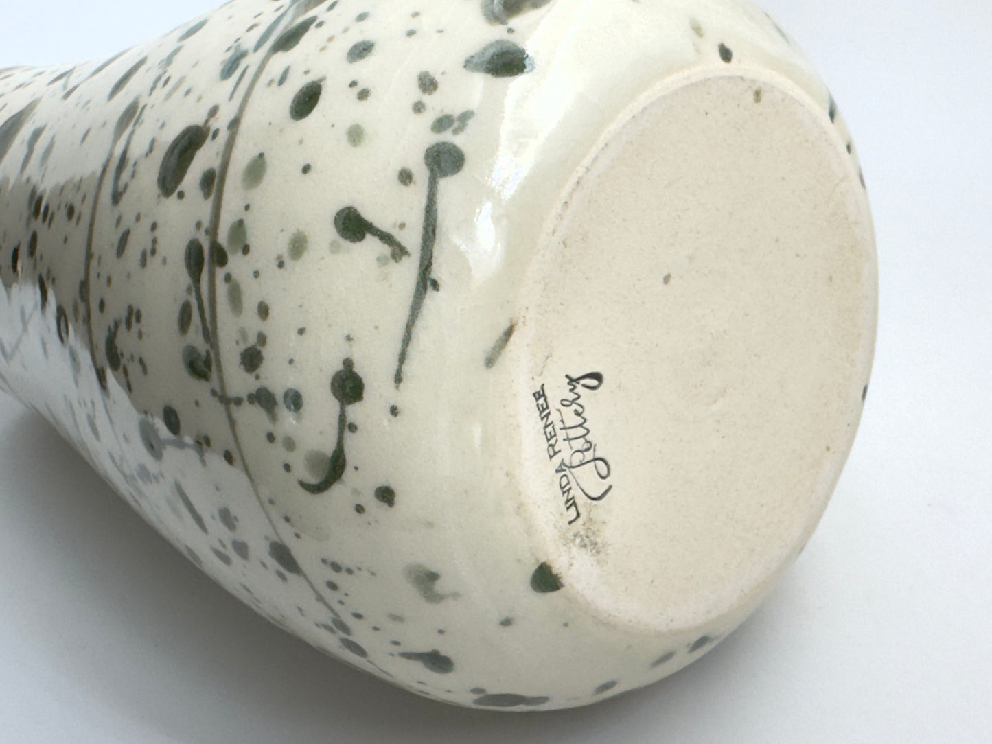 Tall Green Splatterware Ceramic Pitcher - Hand Thrown Porcelain, 64 oz One of a Kind Pottery Splattered Hand painted Cottage Decor