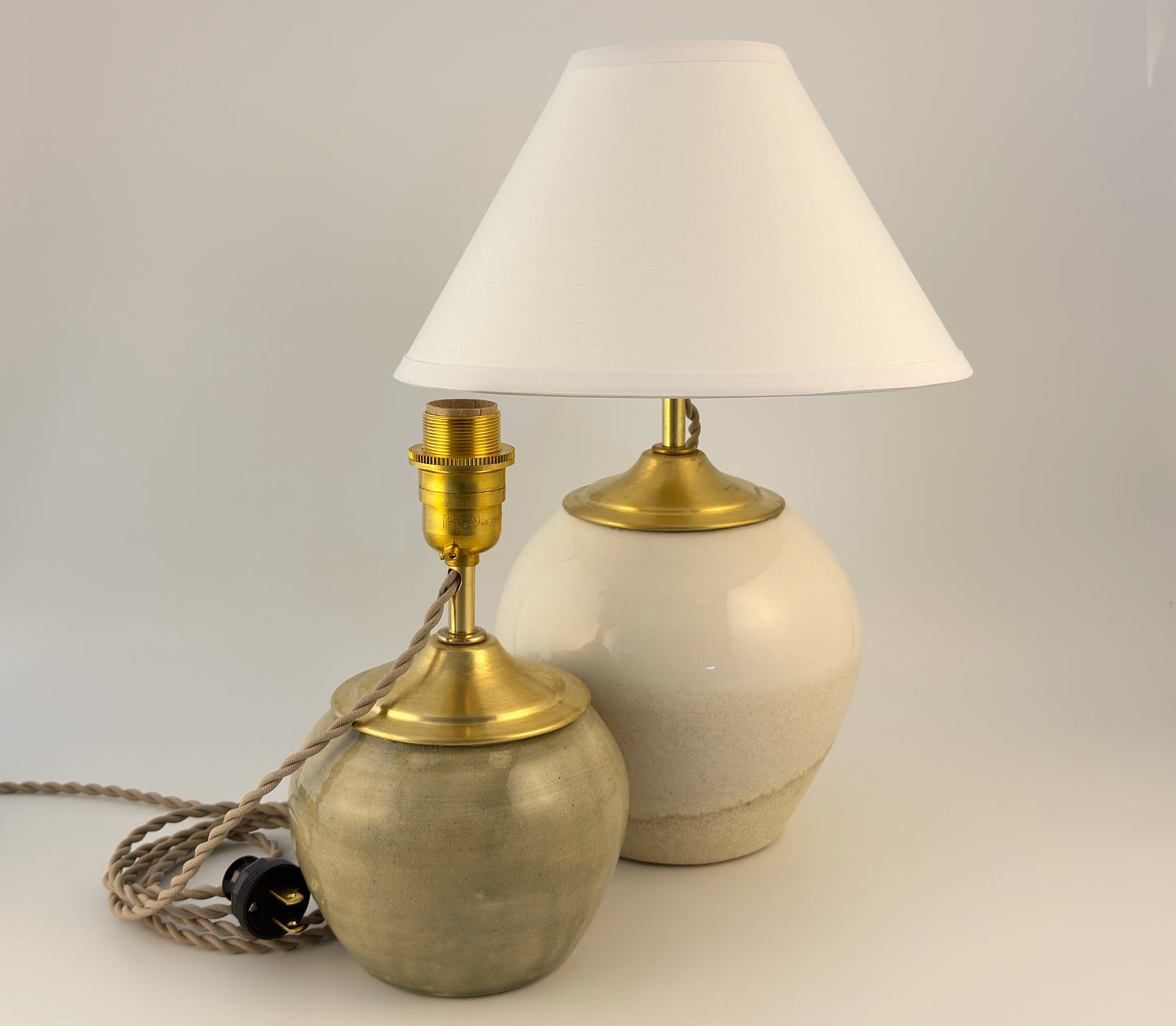 Handcrafted Ceramic Table Lamp with Brass Hardware | Timeless Modern Farmhouse Style