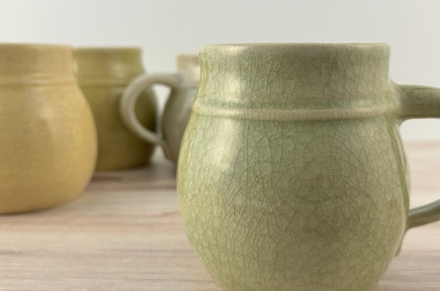 Pastel Crackle Glaze Ceramic Mugs – 16 oz Handmade Spring Coffee Cups, Singular Pieces Collection