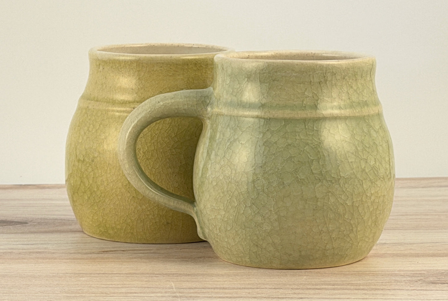 Pastel Crackle Glaze Ceramic Mugs – 16 oz Handmade Spring Coffee Cups, Singular Pieces Collection