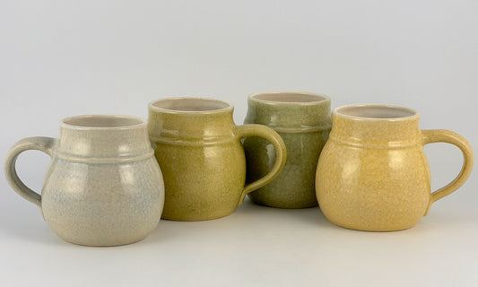 Pastel Crackle Glaze Ceramic Mugs – 16 oz Handmade Spring Coffee Cups, Singular Pieces Collection
