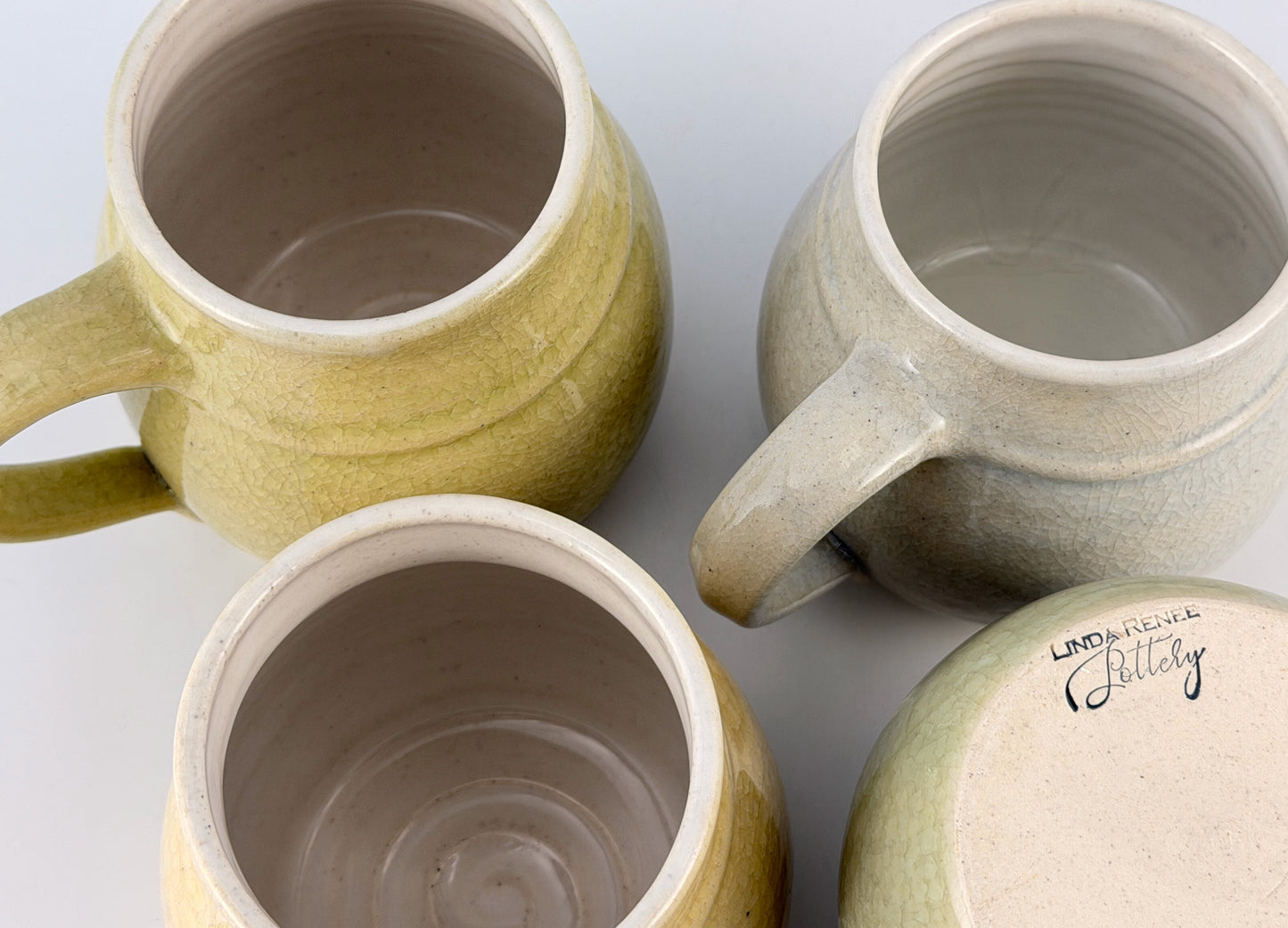 Pastel Crackle Glaze Ceramic Mugs – 16 oz Handmade Spring Coffee Cups, Singular Pieces Collection