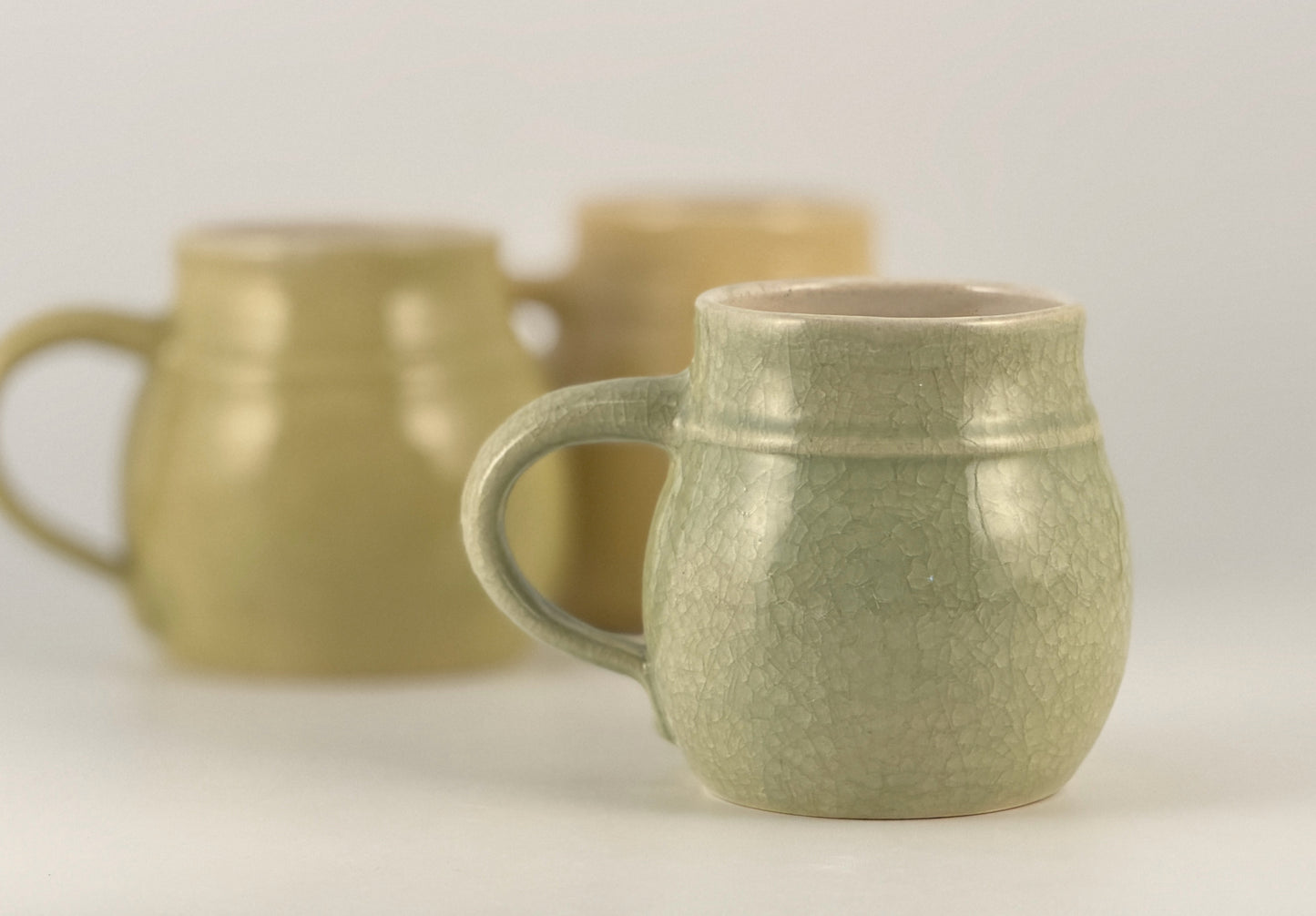 Pastel Crackle Glaze Ceramic Mugs – 16 oz Handmade Spring Coffee Cups, Singular Pieces Collection