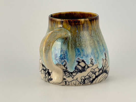 One of a Kind Hand Thrown Mug – Underglaze & Drip Glaze | Singular Piece, Handmade mug Handcrafted pottery