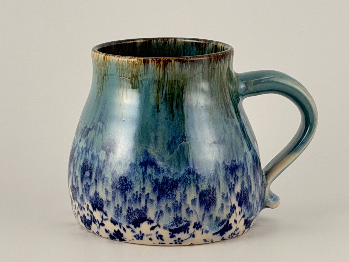 One of a Kind Hand Thrown Mug – Underglaze & Drip Glaze | Singular Piece, Handmade mug Handcrafted pottery