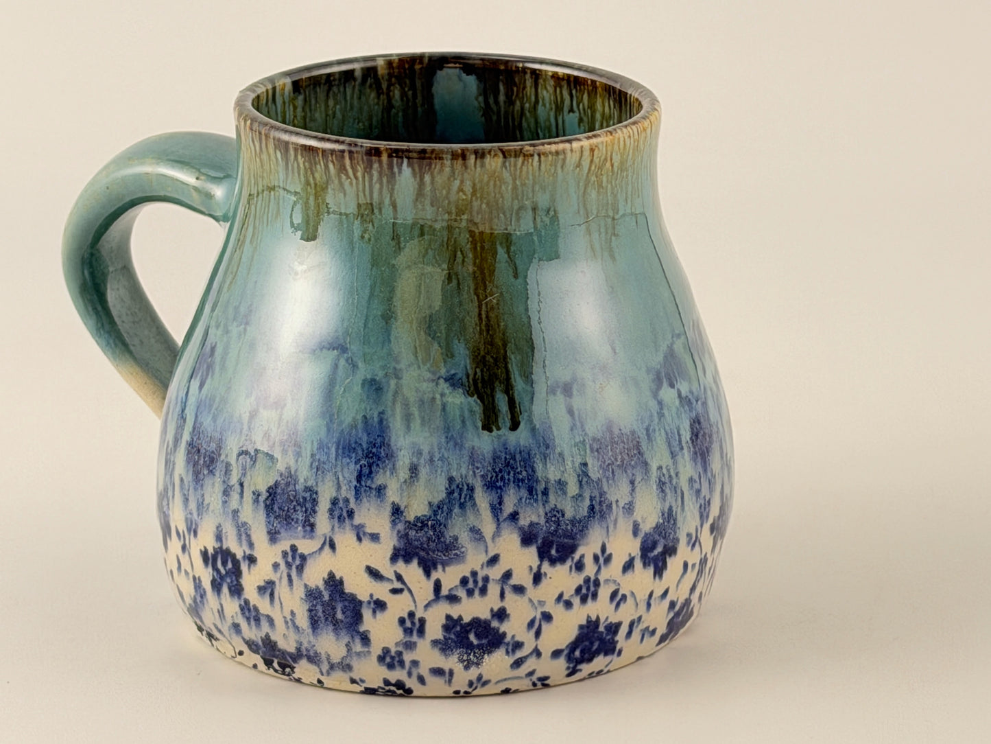 One of a Kind Hand Thrown Mug – Underglaze & Drip Glaze | Singular Piece, Handmade mug Handcrafted pottery