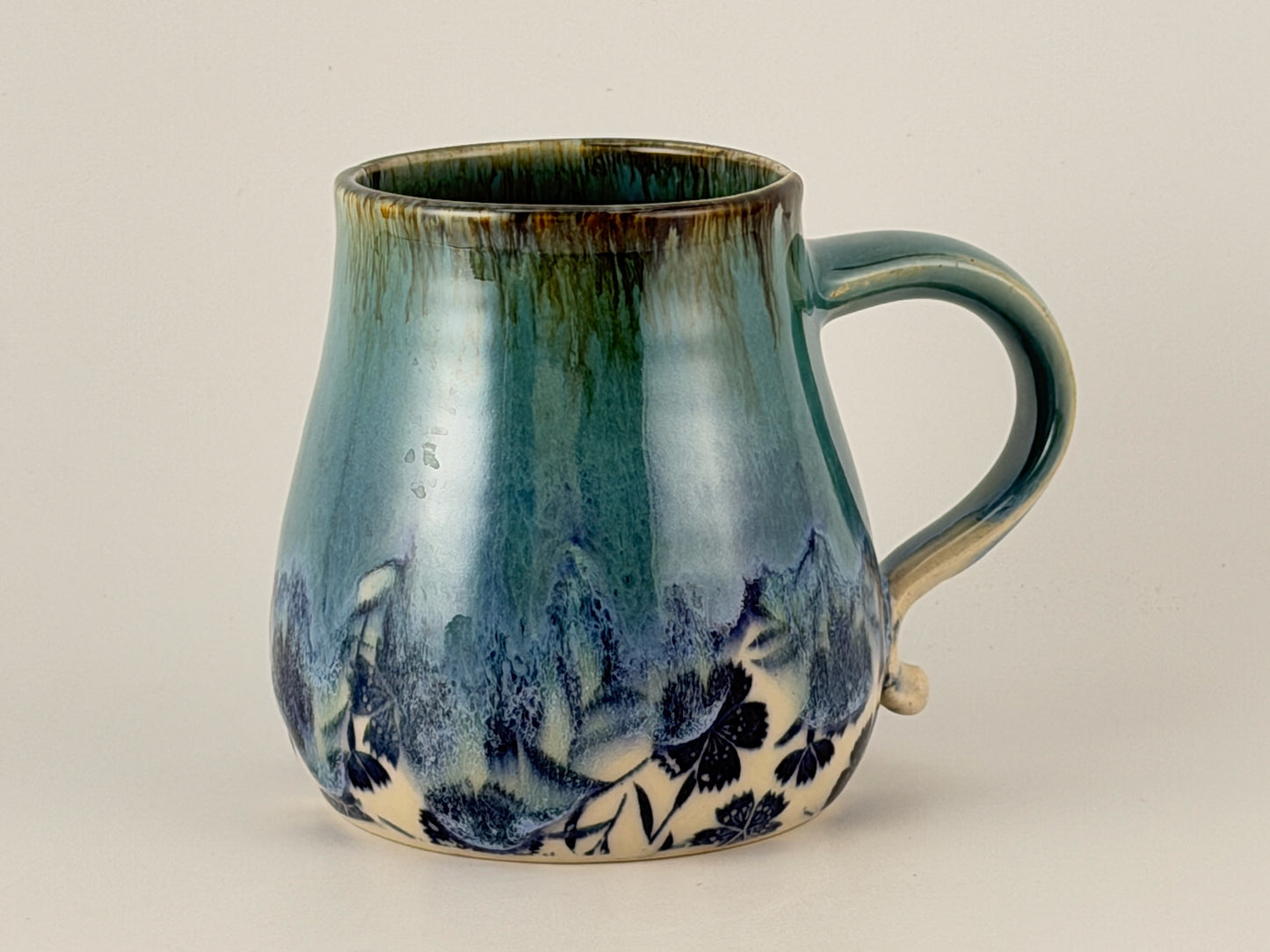 One of a Kind Hand Thrown Mug – Underglaze & Drip Glaze | Singular Piece, Handmade mug Handcrafted pottery
