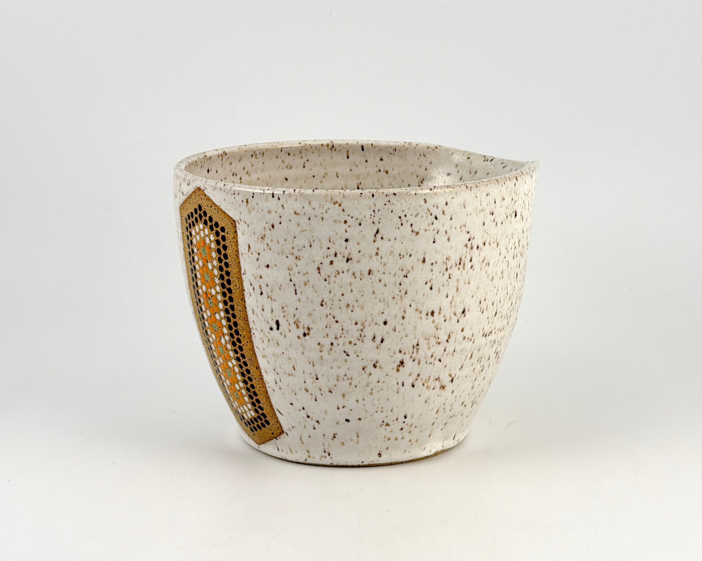Tessera Collection Batter Bowl | One of a Kind Geometric Pottery with pour spout Large Mixing Bowl