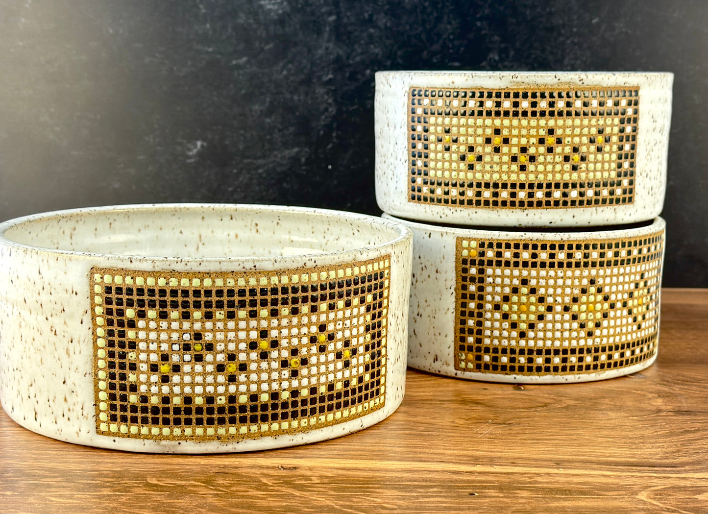 Tessera Collection Pet Bowl | One of a Kind Geometric Pottery