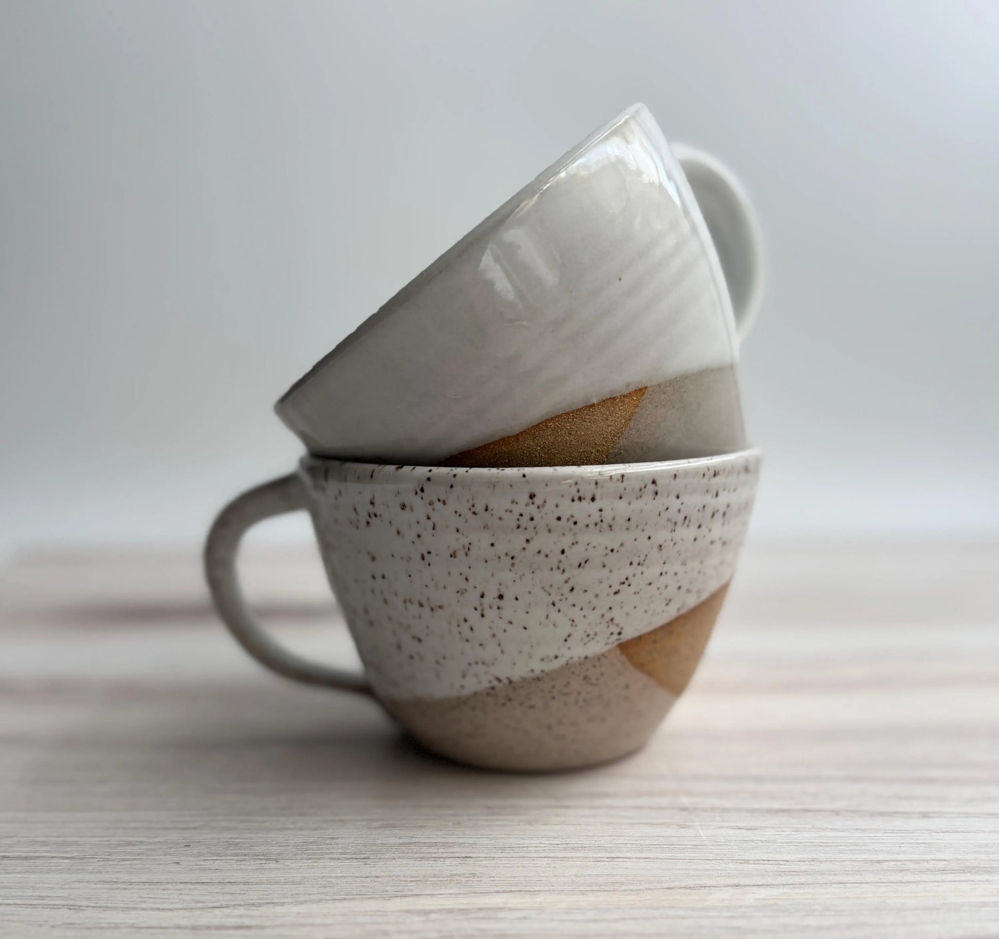Handcrafted ceramic latte mug, wheel thrown stoneware, handmade pottery mug with abstract glaze